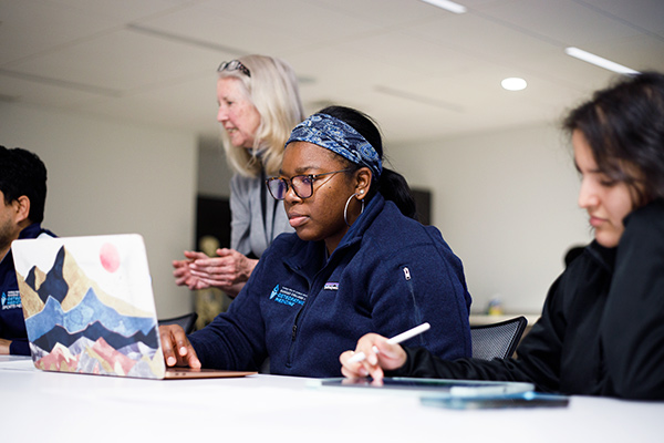 students studying on computers